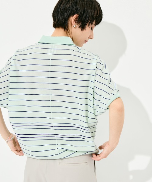 GOOD PEOPLE GOOD STITCHING GOOD PRODUCT（グッドピープルグッドスティッチンググッドプロダクト）の「GOOD PEOPLE GOOD STITCHING GOOD PRODUCT Dual Stripe Knit Half Sleeve Polo（ポロシャツ・レディース・ミント・FREE）」の11枚目の写真