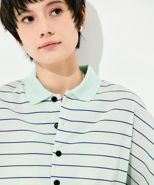 GOOD PEOPLE GOOD STITCHING GOOD PRODUCT（グッドピープルグッドスティッチンググッドプロダクト）の「GOOD PEOPLE GOOD STITCHING GOOD PRODUCT Dual Stripe Knit Half Sleeve Polo（ポロシャツ・レディース・ミント・FREE）」の13枚目の写真
