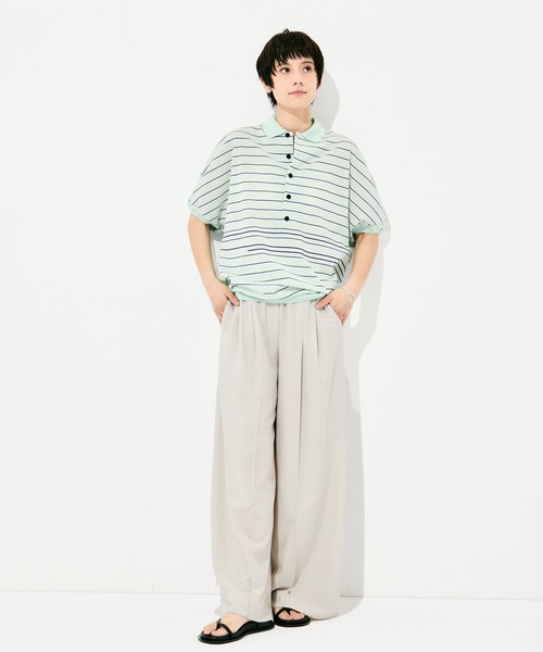 GOOD PEOPLE GOOD STITCHING GOOD PRODUCT（グッドピープルグッドスティッチンググッドプロダクト）の「GOOD PEOPLE GOOD STITCHING GOOD PRODUCT Dual Stripe Knit Half Sleeve Polo（ポロシャツ・レディース・ミント・FREE）」の14枚目の写真