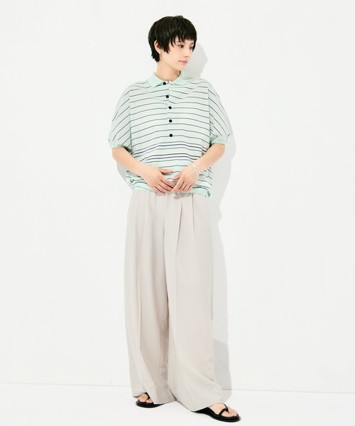 GOOD PEOPLE GOOD STITCHING GOOD PRODUCT（グッドピープルグッドスティッチンググッドプロダクト）の「GOOD PEOPLE GOOD STITCHING GOOD PRODUCT Dual Stripe Knit Half Sleeve Polo（ポロシャツ・レディース・ミント・FREE）」の15枚目の写真