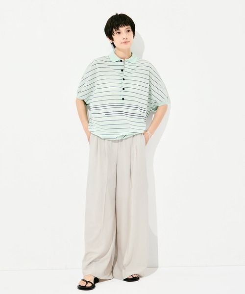 GOOD PEOPLE GOOD STITCHING GOOD PRODUCT（グッドピープルグッドスティッチンググッドプロダクト）の「GOOD PEOPLE GOOD STITCHING GOOD PRODUCT Dual Stripe Knit Half Sleeve Polo（ポロシャツ・レディース・ミント・FREE）」の16枚目の写真