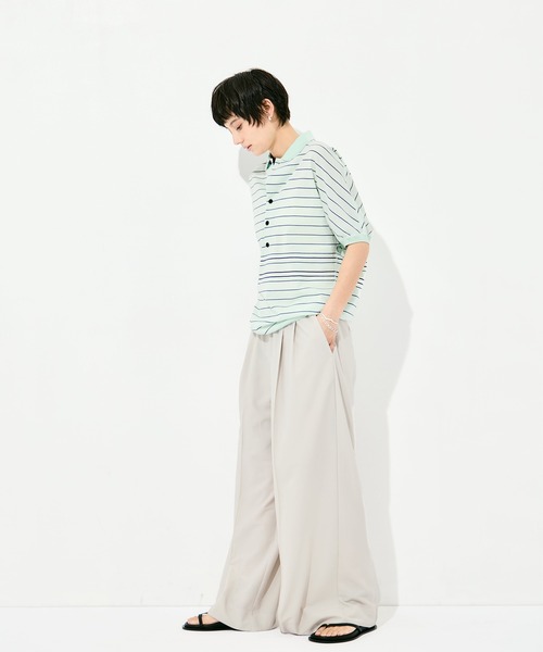 GOOD PEOPLE GOOD STITCHING GOOD PRODUCT（グッドピープルグッドスティッチンググッドプロダクト）の「GOOD PEOPLE GOOD STITCHING GOOD PRODUCT Dual Stripe Knit Half Sleeve Polo（ポロシャツ・レディース・ミント・FREE）」の17枚目の写真