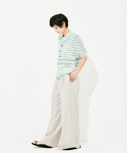 GOOD PEOPLE GOOD STITCHING GOOD PRODUCT（グッドピープルグッドスティッチンググッドプロダクト）の「GOOD PEOPLE GOOD STITCHING GOOD PRODUCT Dual Stripe Knit Half Sleeve Polo（ポロシャツ・レディース・ミント・FREE）」の18枚目の写真