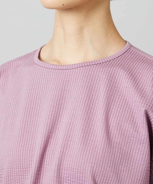 MICHEL KLEIN（ミッシェル・クラン）の「[新色追加/接触冷感]サッカードルマンスリーブカットソー（Tシャツ/カットソー・レディース・ベージュ/ネイビー/ボルドー/グレー/クリーム/ダークインディゴブルー・38）」の7枚目の写真