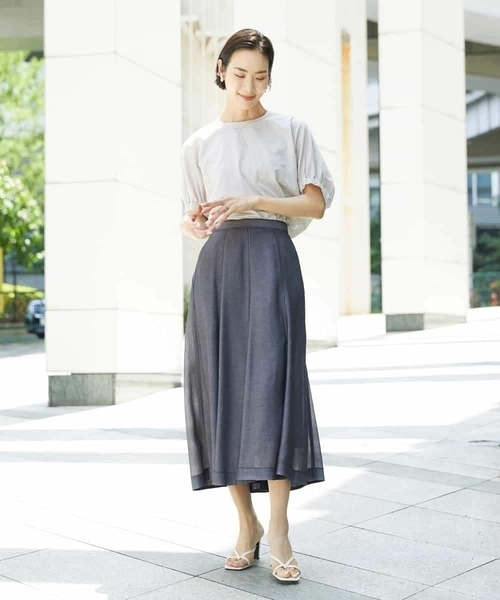 MICHEL KLEIN（ミッシェル・クラン）の「[新色追加/接触冷感]サッカードルマンスリーブカットソー（Tシャツ/カットソー・レディース・ベージュ/ネイビー/ボルドー/グレー/クリーム/ダークインディゴブルー・38）」の17枚目の写真