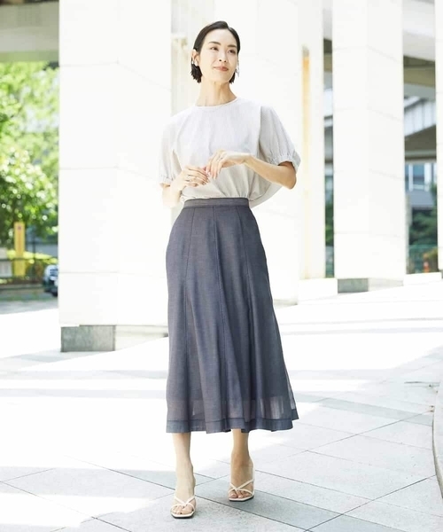 MICHEL KLEIN（ミッシェル・クラン）の「[新色追加/接触冷感]サッカードルマンスリーブカットソー（Tシャツ/カットソー・レディース・ベージュ/ネイビー/ボルドー/グレー/クリーム/ダークインディゴブルー・38）」の19枚目の写真