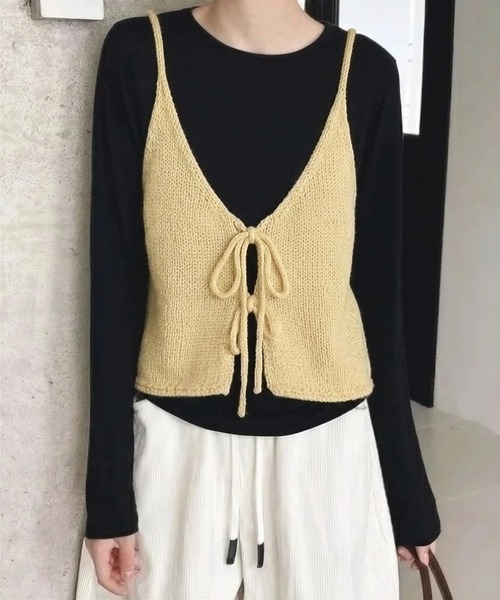 yuue' ( wear )(ユーイ)の「2WAYリボンニットビスチェ/前後着用可(ベスト・レディース・グレー/レッド/イエロー/アイボリー/ブラック・FREE)」の4枚目の写真