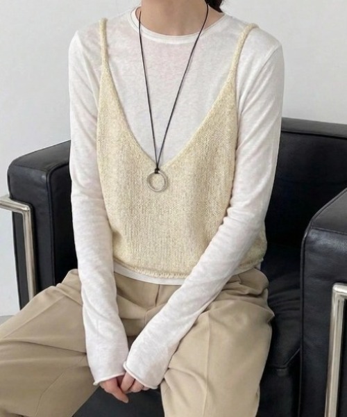 yuue' ( wear )(ユーイ)の「2WAYリボンニットビスチェ/前後着用可(ベスト・レディース・グレー/レッド/イエロー/アイボリー/ブラック・FREE)」の2枚目の写真