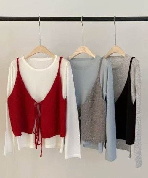 yuue' ( wear )(ユーイ)の「2WAYリボンニットビスチェ/前後着用可(ベスト・レディース・グレー/レッド/イエロー/アイボリー/ブラック・FREE)」の18枚目の写真