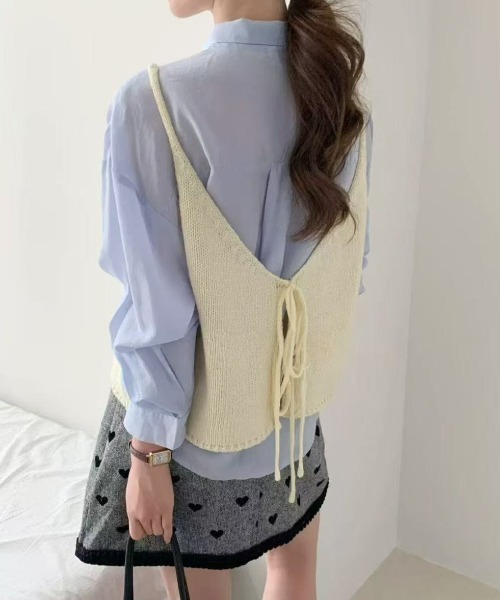 yuue' ( wear )(ユーイ)の「2WAYリボンニットビスチェ/前後着用可(ベスト・レディース・グレー/レッド/イエロー/アイボリー/ブラック・FREE)」の6枚目の写真