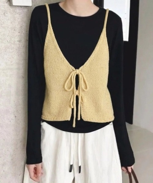 yuue' ( wear )(ユーイ)の「2WAYリボンニットビスチェ/前後着用可(ベスト・レディース・グレー/レッド/イエロー/アイボリー/ブラック・FREE)」の10枚目の写真