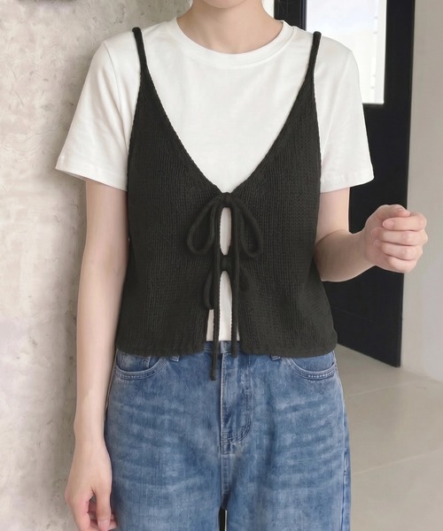 yuue' ( wear )(ユーイ)の「2WAYリボンニットビスチェ/前後着用可(ベスト・レディース・グレー/レッド/イエロー/アイボリー/ブラック・FREE)」の21枚目の写真