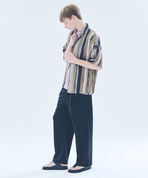 ABAHOUSE（アバハウス）の「ストレッチリネンブレンド　1プリーツワイドパンツ（その他パンツ・メンズ・ライトブラウン/ブラック・48/46）」の15枚目の写真