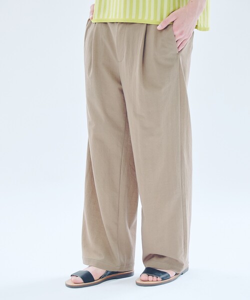ABAHOUSE（アバハウス）の「ストレッチリネンブレンド　1プリーツワイドパンツ（その他パンツ・メンズ・ライトブラウン/ブラック・48/46）」の9枚目の写真