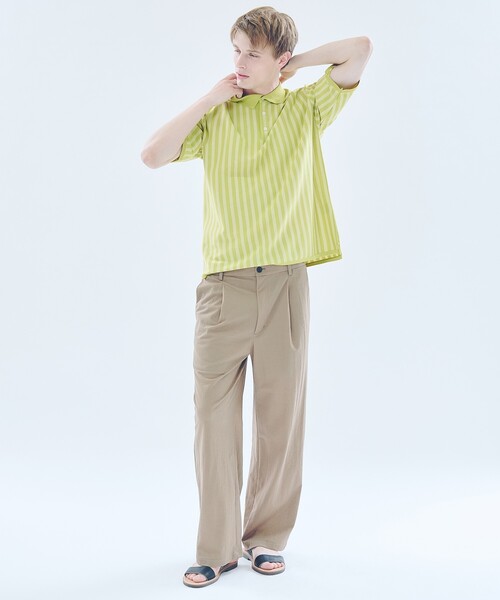 ABAHOUSE（アバハウス）の「ストレッチリネンブレンド　1プリーツワイドパンツ（その他パンツ・メンズ・ライトブラウン/ブラック・48/46）」の12枚目の写真