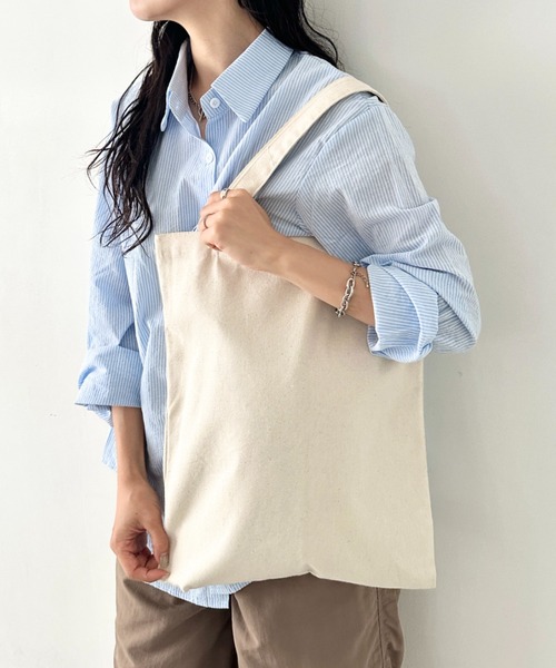 NEWTRAL PRODUCTS(ニュートラルプロダクツ)の「【NEWTRAL(ニュートラル)】/無地トート PC収納可 コットン100% エコバッグ/101 Basic Tote Bag Lサイズ(トートバッグ・レディース・ナチュラル/ブラック・L)」の12枚目の写真
