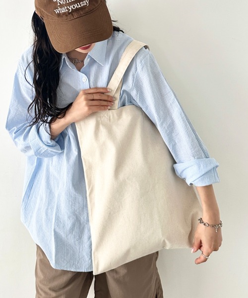 NEWTRAL PRODUCTS(ニュートラルプロダクツ)の「【NEWTRAL(ニュートラル)】/無地トート PC収納可 コットン100% エコバッグ/101 Basic Tote Bag Lサイズ(トートバッグ・レディース・ナチュラル/ブラック・L)」の11枚目の写真