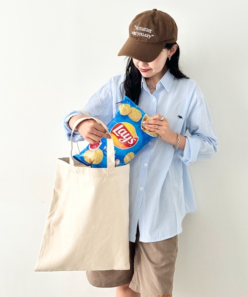 NEWTRAL PRODUCTS(ニュートラルプロダクツ)の「【NEWTRAL(ニュートラル)】/無地トート PC収納可 コットン100% エコバッグ/101 Basic Tote Bag Lサイズ(トートバッグ・レディース・ナチュラル/ブラック・L)」の16枚目の写真