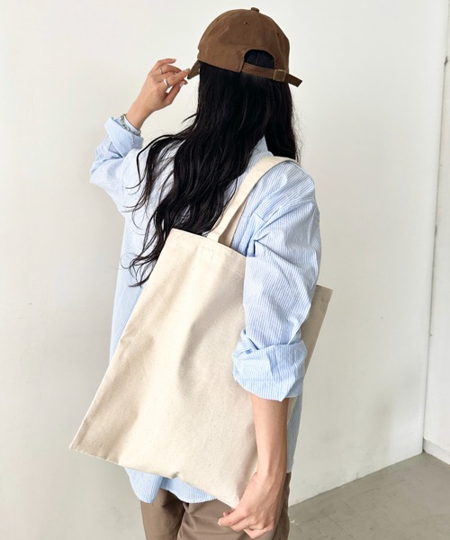 NEWTRAL PRODUCTS(ニュートラルプロダクツ)の「【NEWTRAL(ニュートラル)】/無地トート PC収納可 コットン100% エコバッグ/101 Basic Tote Bag Lサイズ(トートバッグ・レディース・ナチュラル/ブラック・L)」の18枚目の写真