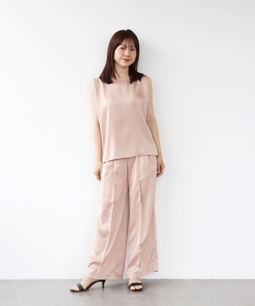 Sirin(シリン)の「≪セットアップ可≫サテントップス(シャツ/ブラウス・レディース・チャコールグレー/ダークグレー/ピンクベージュ・FREE)」の14枚目の写真