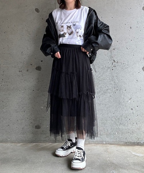 tunee(チュニー)の「ねこデザインロンT/長袖Tシャツ(hsyd)(Tシャツ/カットソー・レディース・ホワイト・LARGE)」の9枚目の写真