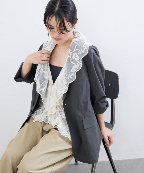 IENA（イエナ）の「BLACK ライトジャケット（テーラードジャケット・レディース・チャコールグレー・36/38）」の9枚目の写真