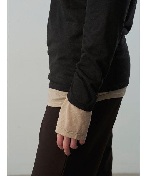 Henon.(ヘノン)の「レイヤードカットソー(Tシャツ/カットソー・レディース・ボルドー/グレー/ブラック・F)」の10枚目の写真