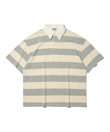 TAILOR STUDIO（テーラースタジオ）の「オックスフォードストライプポロスウェット半袖Tシャツ（グレー）（ポロシャツ）」