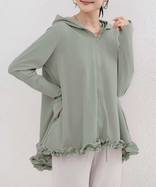 Miniministore(ミニミニストア)の「シアパーカー長袖フリルラッシュガード夏服(カーディガン/ボレロ・レディース・ホワイト/ブラック/ベージュ/ライトグリーン/ラベンダー/スモークピンク・FREE)」の21枚目の写真
