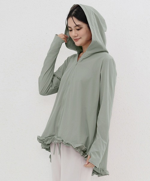 Miniministore(ミニミニストア)の「シアパーカー長袖フリルラッシュガード夏服(カーディガン/ボレロ・レディース・ホワイト/ブラック/ベージュ/ライトグリーン/ラベンダー/スモークピンク・FREE)」の20枚目の写真