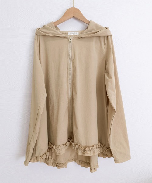 Miniministore(ミニミニストア)の「シアパーカー長袖フリルラッシュガード夏服(カーディガン/ボレロ・レディース・ホワイト/ブラック/ベージュ/ライトグリーン/ラベンダー/スモークピンク・FREE)」の10枚目の写真