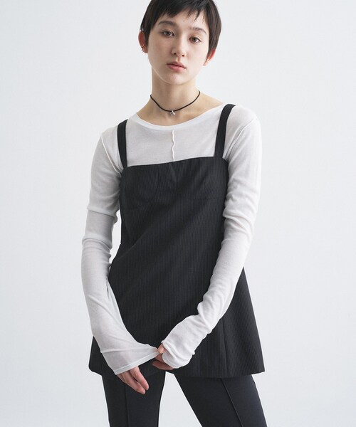 CODE A(コードエー)の「corset stripe camisole(キャミソール・レディース・ブラック系2・00)」の1枚目の写真