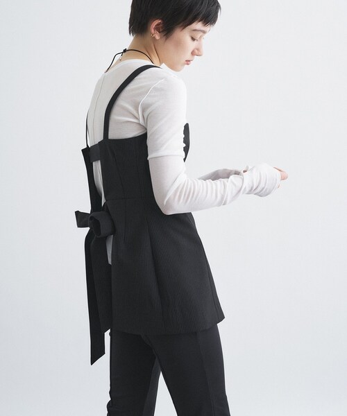 CODE A(コードエー)の「corset stripe camisole(キャミソール・レディース・ブラック系2・00)」の3枚目の写真