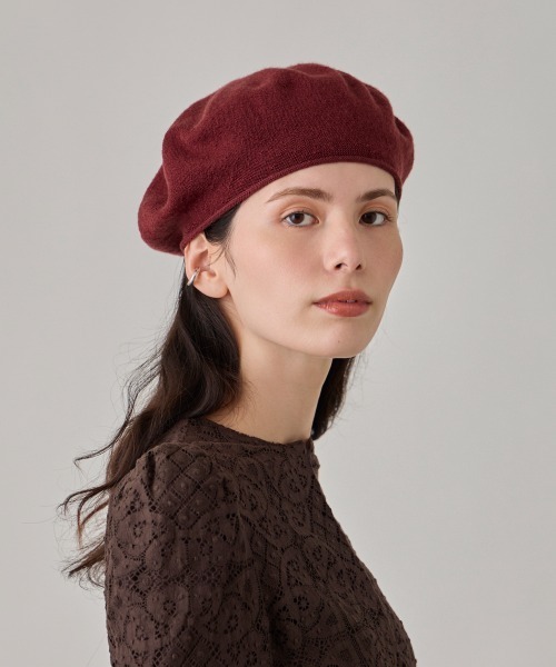 arth(アース)の「arth Washable Wo Knit Beret / アース(ハンチング/ベレー帽・レディース・ブラック/ライトベージュ/ワイン・FREE)」の16枚目の写真