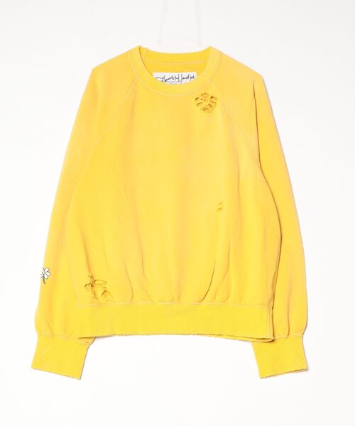 my beautiful landlet（マイビューティフルランドレット）の「【my beautiful landlet】 DAMAGE SWEATSHIRT（スウェット・メンズ・ブラウン/ブラック/オートミール/イエロー・0/1）」の4枚目の写真