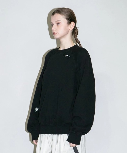 my beautiful landlet（マイビューティフルランドレット）の「【my beautiful landlet】 DAMAGE SWEATSHIRT（スウェット・メンズ・ブラウン/ブラック/オートミール/イエロー・0/1）」の5枚目の写真
