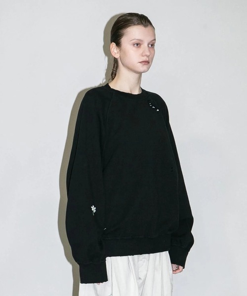 my beautiful landlet（マイビューティフルランドレット）の「【my beautiful landlet】 DAMAGE SWEATSHIRT（スウェット・メンズ・ブラウン/ブラック/オートミール/イエロー・0/1）」の7枚目の写真