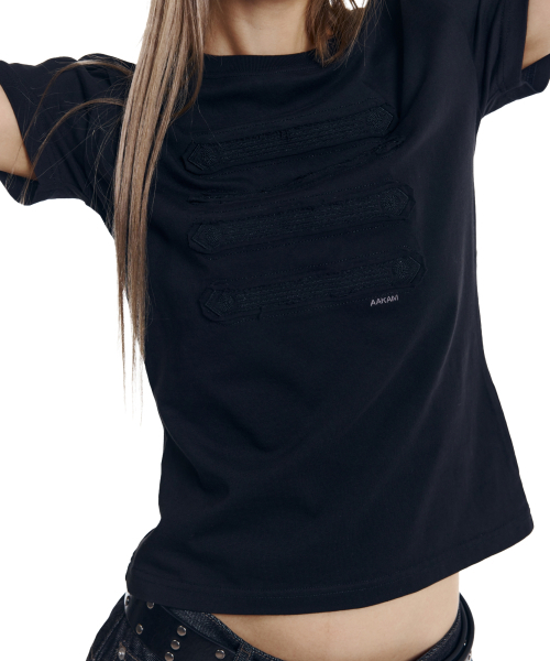 AAKAM(アーカム)の「Napoleon Corded Half Top (Black)(Tシャツ/カットソー・レディース・その他・1/2/3)」の4枚目の写真