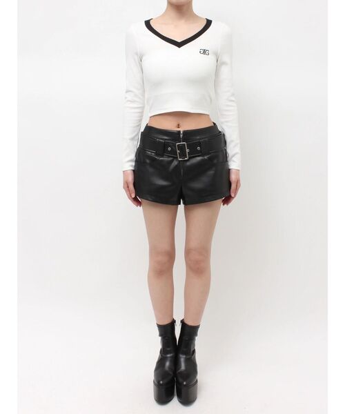 GYDA(ジェイダ)の「SymmetryGYDA Vネックバイカラートップス(Tシャツ/カットソー・レディース・ブラック/オフホワイト・FREE)」の19枚目の写真