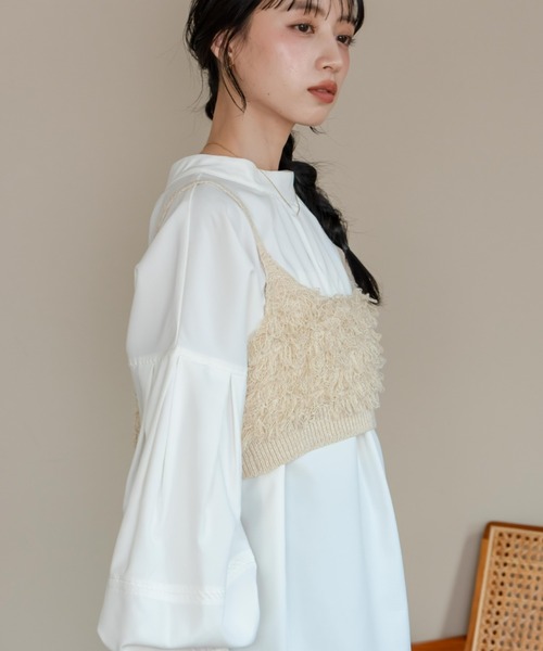 hinari(ヒナリ)の「フリンジリボンニットビスチェ(ベスト・レディース・アイボリー/ブラウン・FREE)」の21枚目の写真