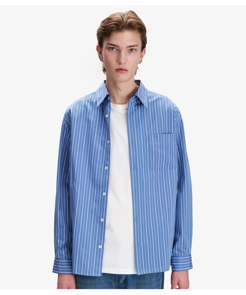 A.P.C.（アーペーセー）の「POPELINE COMPACTE RAYEE（シャツ/ブラウス・メンズ・ブルー・XS/S/M）」の4枚目の写真