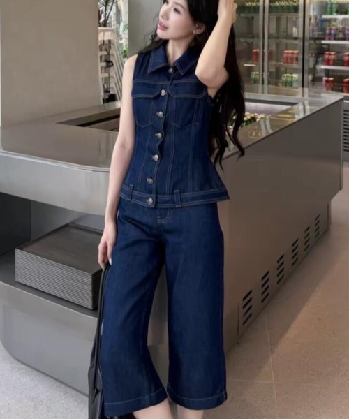 semplice（センプリチェ）の「デニムセットアップ（セットアップ・レディース・ブルー・S/L/M）」の7枚目の写真