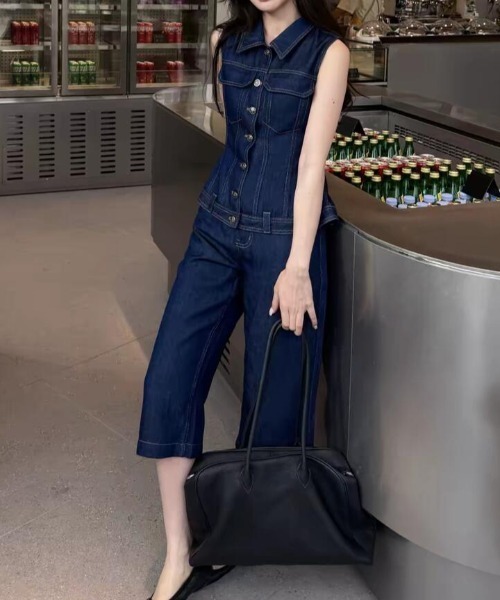 semplice（センプリチェ）の「デニムセットアップ（セットアップ・レディース・ブルー・S/L/M）」の2枚目の写真