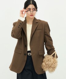 《2WAYストレッチ/ソフトサーモ》ビッグシルエットシングルジャケット