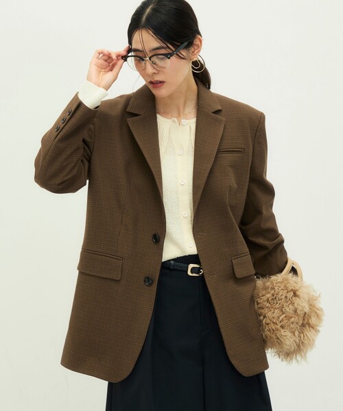 Rie Miller(リエミラー)の「《2WAYストレッチ/ソフトサーモ》ビッグシルエットシングルジャケット(テーラードジャケット・レディース・ベージュ系その他/チャコールグレー・38)」の20枚目の写真