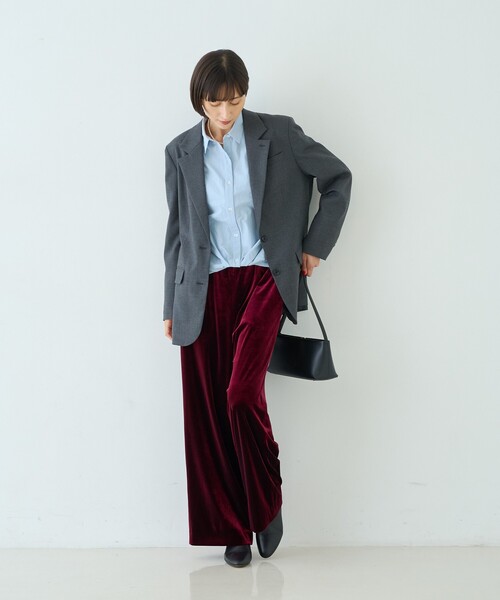 Rouge vif(ルージュヴィフ)の「ウール混ストレッチツイルシングルテーラージャケット(テーラードジャケット・レディース・グレー/ストライプ・38/36)」の22枚目の写真
