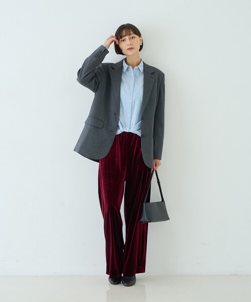 Rouge vif(ルージュヴィフ)の「ウール混ストレッチツイルシングルテーラージャケット(テーラードジャケット・レディース・グレー/ストライプ・38/36)」の21枚目の写真