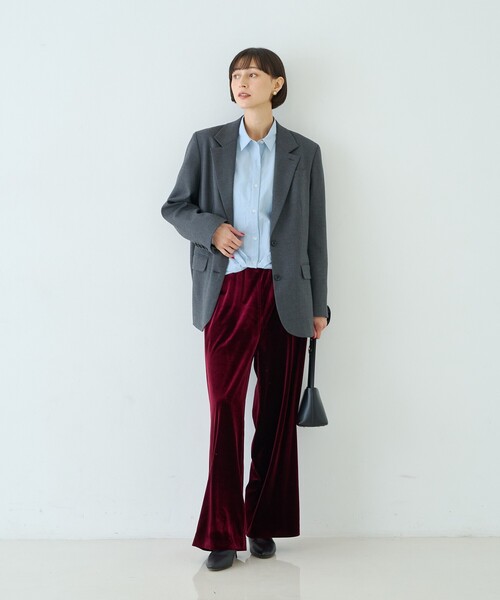 Rouge vif(ルージュヴィフ)の「ウール混ストレッチツイルシングルテーラージャケット(テーラードジャケット・レディース・グレー/ストライプ・38/36)」の20枚目の写真
