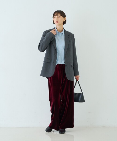 Rouge vif(ルージュヴィフ)の「ウール混ストレッチツイルシングルテーラージャケット(テーラードジャケット・レディース・グレー/ストライプ・38/36)」の19枚目の写真