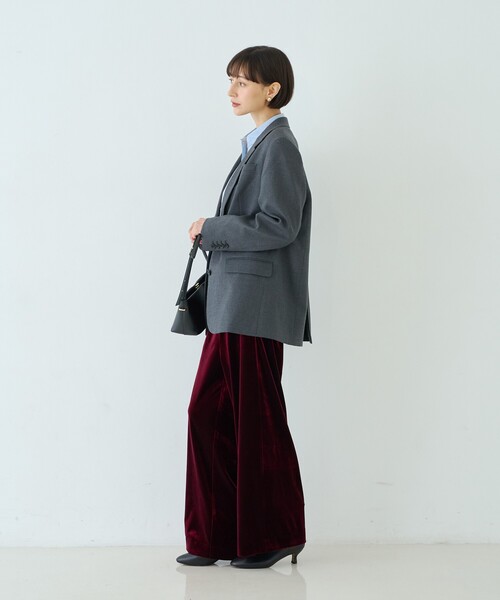 Rouge vif(ルージュヴィフ)の「ウール混ストレッチツイルシングルテーラージャケット(テーラードジャケット・レディース・グレー/ストライプ・38/36)」の18枚目の写真